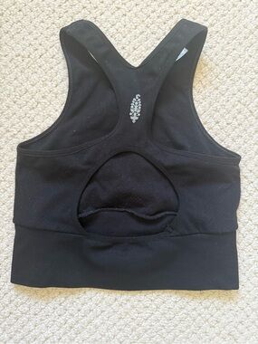 Free People Black High Neck Long Line Sports Bra